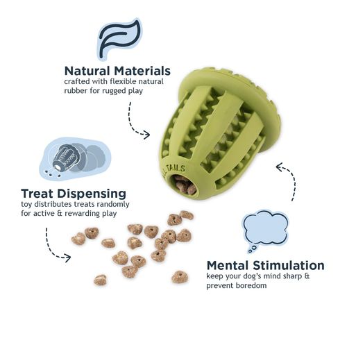 Tall Tails Acorn Natural Rubber Reward Toy for Dogs - Use for Spreadables Treats and Kibble Play