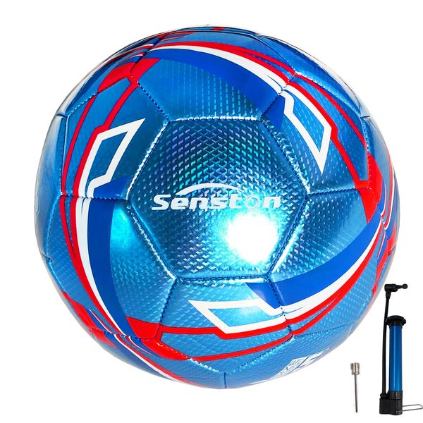 Senston Fussball mit Ball Pumpe, Fußball Größe 5, Training Fussbälle, Football für Beginner Jugend Erwachsene