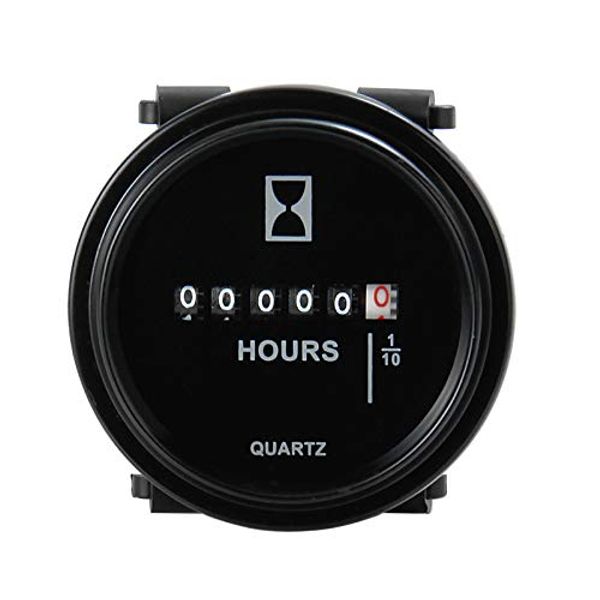 Mechanical Round Hour Meter AC DC 12V 24V 36V 48V 60V 72V Quartz Hour Meter for Marine Engine Truck Snowmobile Boat Generators Tractor Lawn Mower Golf Carts Forklift