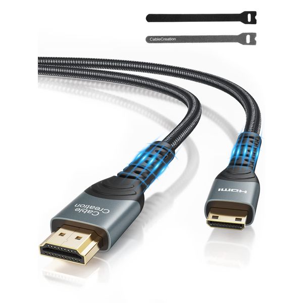 CableCreation Mini HDMI auf HDMI Kabel Mini HDMI Kabel 3M High Speed 4K60Hz,3D,HDR,ARC,kompatibel mit Raspberry Pi Zero 2W,Canon Kamera,Videokarte,Laptop,Tablet,Projector