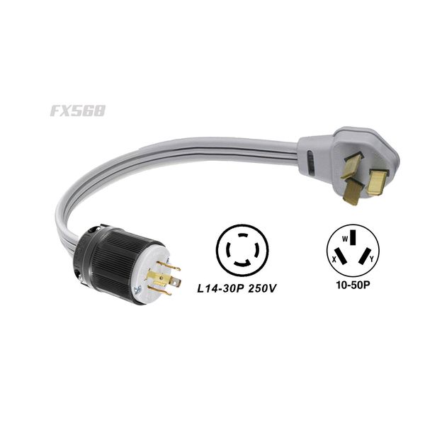 GENERATOR L14-30P to HOME 10-50P RANGE STOVE OVEN PLUG BACK-FEED PLUG ADAPTER