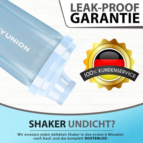 "Heaven" Protein Shaker 500 ml, Leak-Proof, BPA-Free, with Strainer & Scale, for Creamy Whey Protein Powder Shakes, Protein Isolate & BCAA Concentrates, Fitness Mixer, Sky Blue