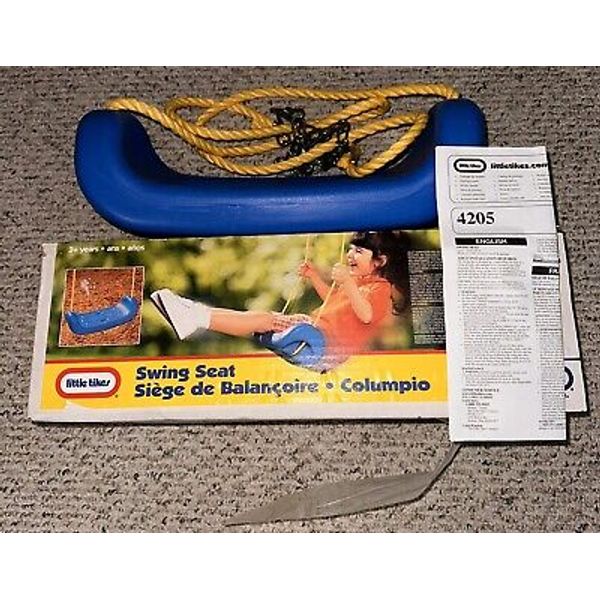 New Little Tikes Swing Seat Blue With Yellow Nylon Rope 4205