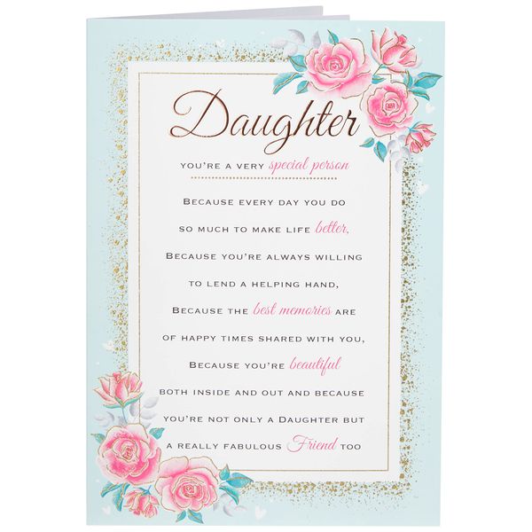 Piccadilly Greetings Regal Publishing Heartfelt Wishes Sentimental Birthday Card Daughter -,white - 9 x 6 inches