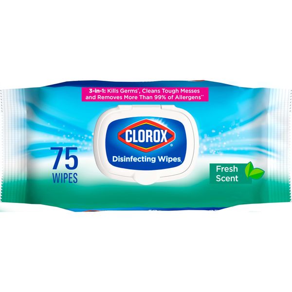 Clorox Disinfecting Wipes, Cleaning Wipes Flex Pack, Fresh Scent, 75 Count (Pack May Vary)