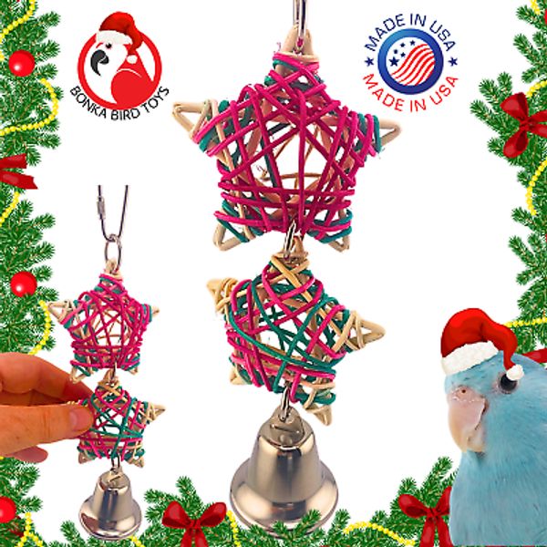 Bonka Bird Toys 960 Christmas Star Festive Vine Chew Parrot Cage Toy Conure Pet