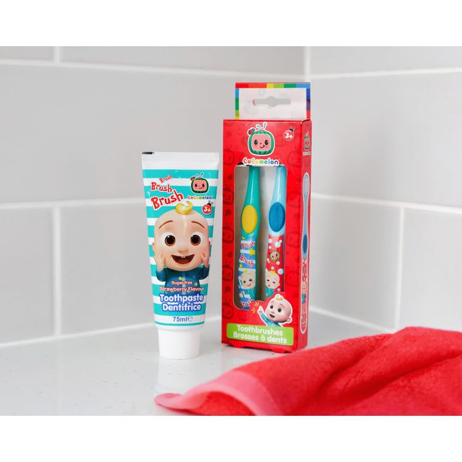 CoComelon Children's Toothbrush - Twin Toothbrush - Manual Toothbrush - 2 Pack