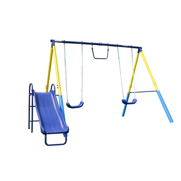 Sportspower My First Metal Swing Set with Slide,Blue, Yellow,65.00 x 89.50 x 74.00 Inches