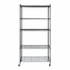 2X 5 Layer Unit Wire Rack Storage Shelf Black Holder Kitchen Display w/ 4 Wheels