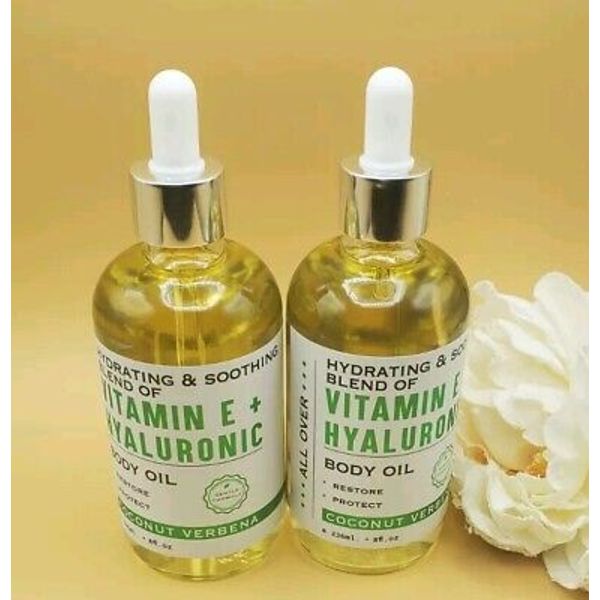 2~Hydrating & Soothing Blend Of Vitamin E Hyaluronic Body Oil Coconut Verbena 8