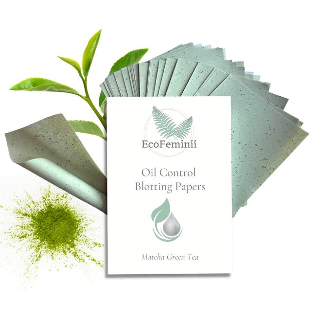 EcoFeminii Green Tea Oil Control Blotting Sheets-100 pcs Natural Papers for Clear, Clean & Matte Skin-Removal of Facial Oil & Sebum (Medium (6cm x 9cm))