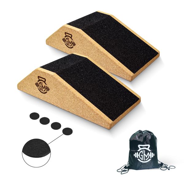 GENMERCH Cork Squat Wedge 2PCS | Squat Wedges for Weightlifting | Anti-slip Enhanced Grip Surface | Squat Wedge Calf Raise Yoga Block