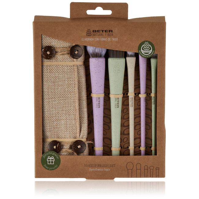 Beter - Natürliches Make-up-Set Fiber - Set mit 5 Pinseln und Pinseln aus Kunsthaar, ideal als Geschenk