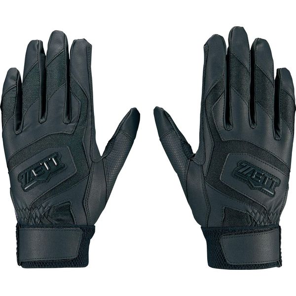 ZETT BG578HS Batting Gloves, Ambidextrous, High School Rules, Black (1900), M Size (9.4 - 9.8 inches (24 - 25 cm)