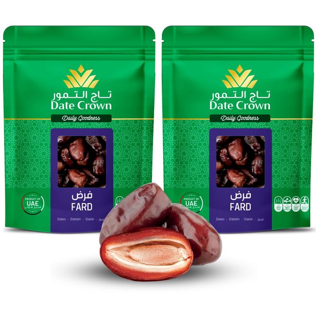 Dates Crown Dates Additive-Free 8.8 oz (250 g) x 2 Bags (Fard Seeds, Low Sweetness), Pesticide Residue Tested Non-GMO Superfood, Dried Fruit