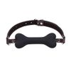 Party Bone Gag with Adjustable Buckle Strap & Contrast Top Stitching - Black