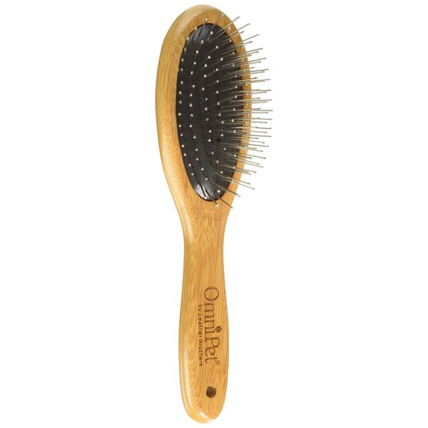 OmniPet Pro-Finish 8" Bamboo Handle Brush Pin, Medium