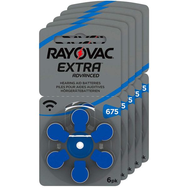 Rayovac 675 Extra Advanced Hearing Aid Batteries 1,45 V 640 - 5 x Pack of 6 (30 cells)