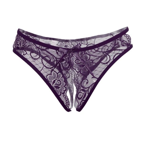 Y&T L22-2 Super Sexy, Front & Rear Perforation, Open Crotch, Panties, Sexy Lingerie, Underwear, Women's, Lace, Panties, T-Pack, purple purple