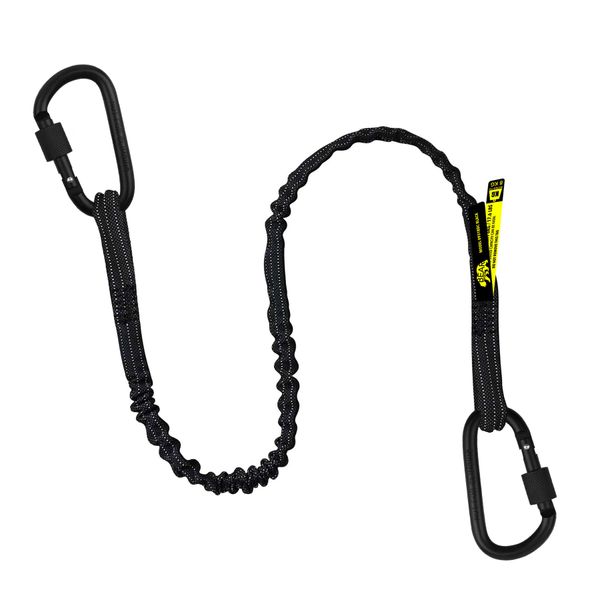 Premium Quality Dual Carabiner Tool Lanyard – Safety Fall Protection – Aluminium Screw Lock – Twin Locking Attachments - Ultra-Sturdy Tool Leash – Reflective Hi Visibility - 3 Foot (Black 1PK)