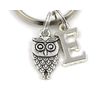 SILVER KNIGHT Small Owl Key Ring, Personalized Keyring, Initial Keychain, Bird Jewellery, Gift Bag