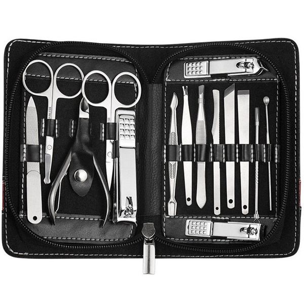 PhantomSky Nail Clipper Set, 15-Piece Multi-Functional Stainless Steel Nail Care Set, Scissors, Acne Removal, Portable, Stainless Steel Pedicure Set, Nail Clipper Cleaner, Manicure, Essential Set, For Hands, Feet, Face, Stylish, Portable, Storage Case Inc