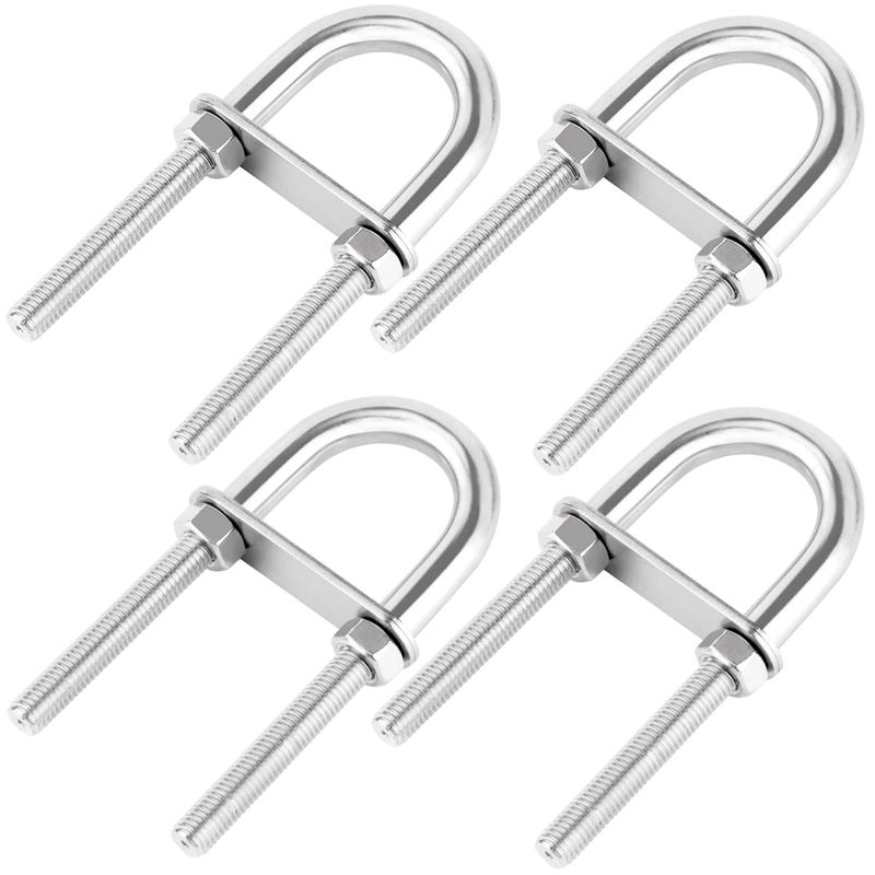 Aoje-Link Round U-Bolts 1.77\(45mm) Inner Width M8 Thread 304 Stainless Steel Silver Aoje-Link Round U-Bolts 1.77\(45mm) Inner Width M8 Thread 304 Stainless Steel Silver