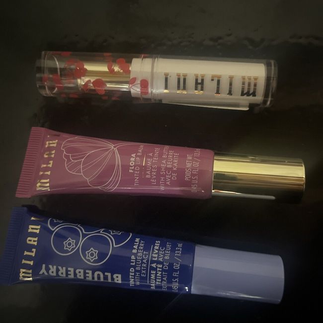 Set of 3: MILANI BlueBerry Cherry Floral Clear Lip Balm Tinted