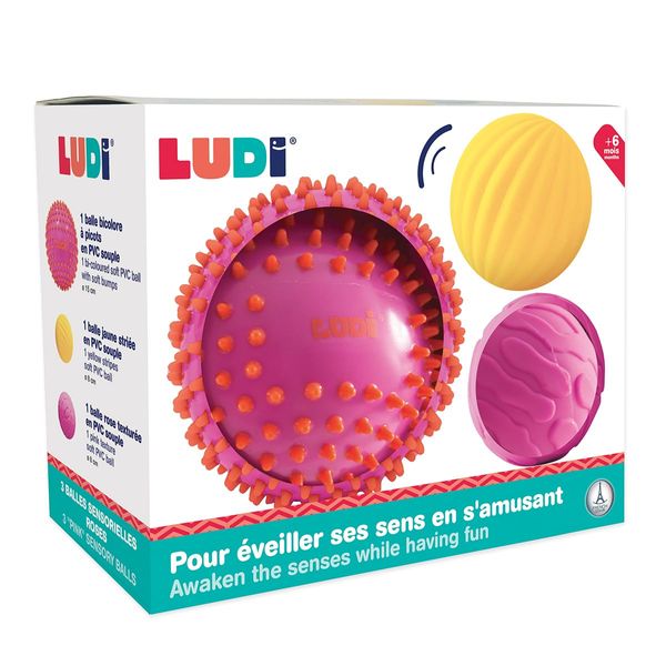 LUDI Set of 3 Sensory Balls - Blue