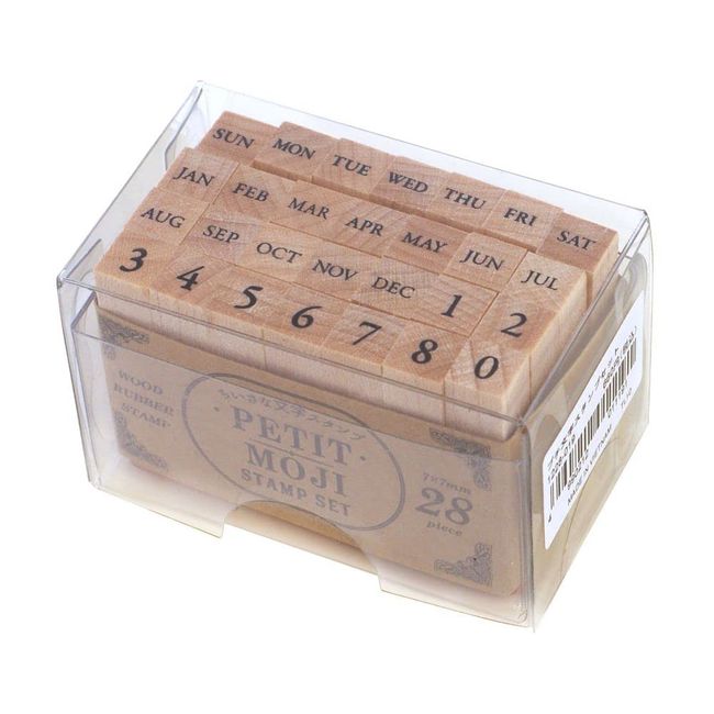 Kodomonokao 1228-019 Petite Letter Stamp Set, Small [Day, Month, Number]