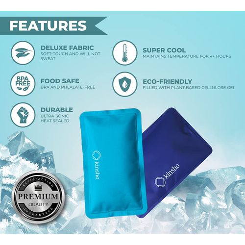 kinsho Ice Pack for Kids Lunch Box, Bag and Bento Boxes, Reusable and Refreezable Soft Slim Pouches for Travel, School, Work or Camping, Long Lasting Cold, Flexible | (6 Color)…