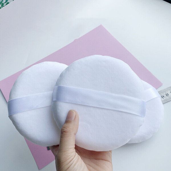 Powder Puff Large 4 in. Velour Body Makeup Puff with Satin Ribbon 3 PCS USA Gift