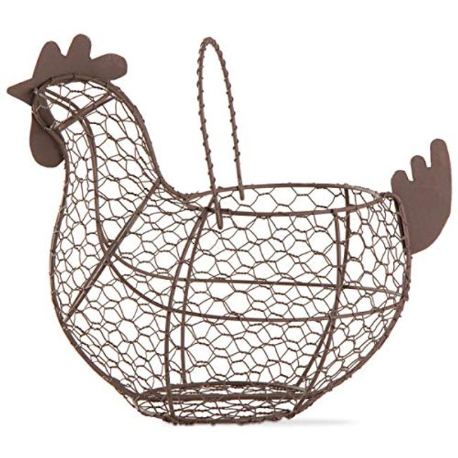 Vintage Wire Chicken Egg Basket With Handles 