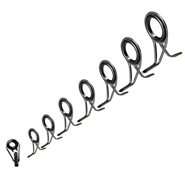 QualyQualy Fishing Rod Tip Repair Kit Rod Guide Repair Kit Pole Eyes Tip Repair Kit Stainless Steel Ceramic Ring Fishing Rod Repair Kit Fishing Pole Tip Guides Replacement Kit 7pcs