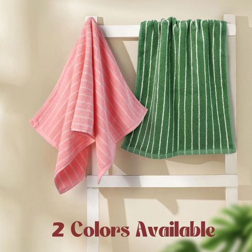 Hand Towels Luxury 2 Pack - Pink & White Striped Bathroom Towels for Girls Women Mom Daughters Gifts, Softer and More Durable After Wash, Cotton, 14” x 29”
