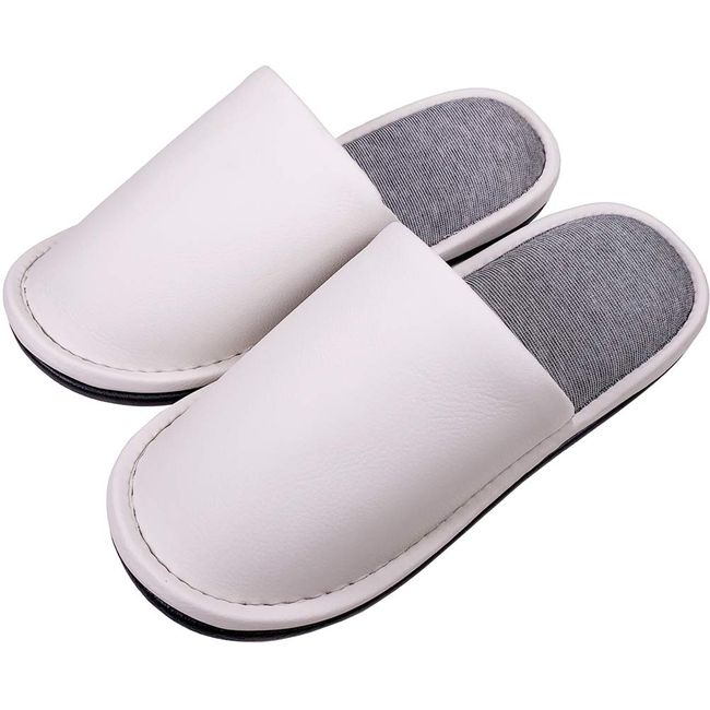 Okumura Slippers, Bamboo Charcoal, Faux Leather, One Size Fits Most, Beige, Antibacterial and Deodorizing