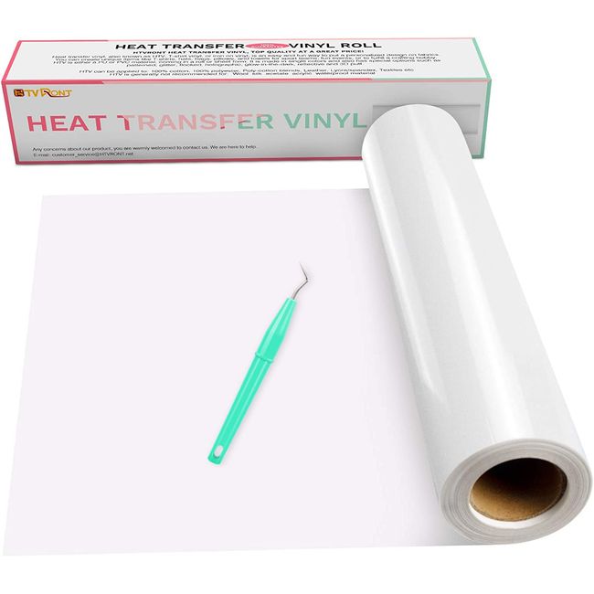 HTVRONT Heat Transfer Vinyl White HTV Rolls - 12" x 15ft White Iron on Vinyl for Cricut & Silhouette Cameo, White HTV Vinyl for Shirts - Easy to Cut & Weed for Heat Vinyl Design