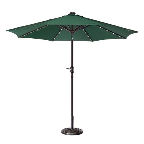 Dark Green Umbrella Lights Outdoor Patio Lighted, Octagonal Shape, Water and Rust Resistant, Weight: 16, 9-Foot Canopy in 5 Positions | Includes 32 Led Lights, Push Button Tilt Method, Metal Pole
