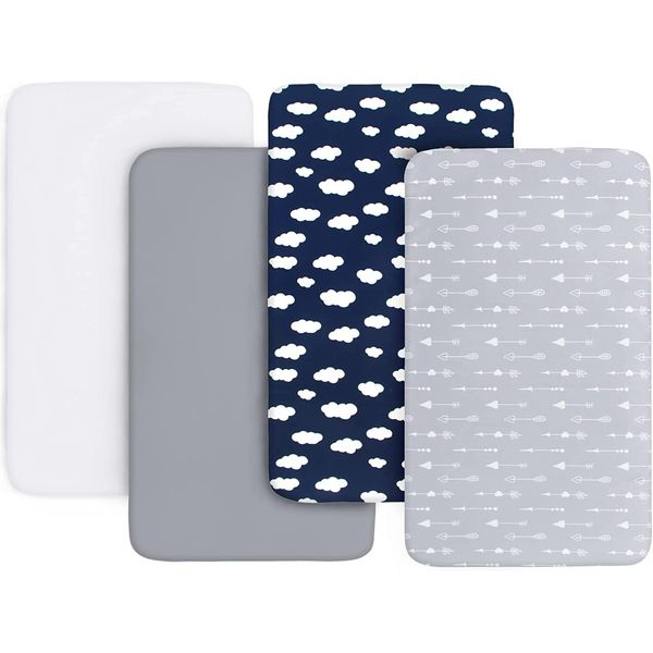 Crib Sheets Soft Microfiber Crib Fitted Sheets for Baby Gift 52"×28"×8" 4 Pack