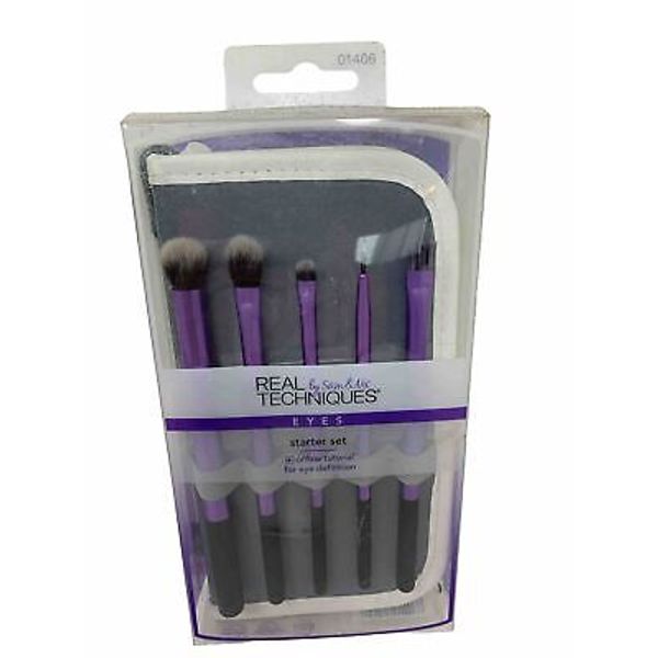 Real Techniques 6-piece EYES Starter Set, 5 Makeup Brushes + 2-in-1 Pouch 1406