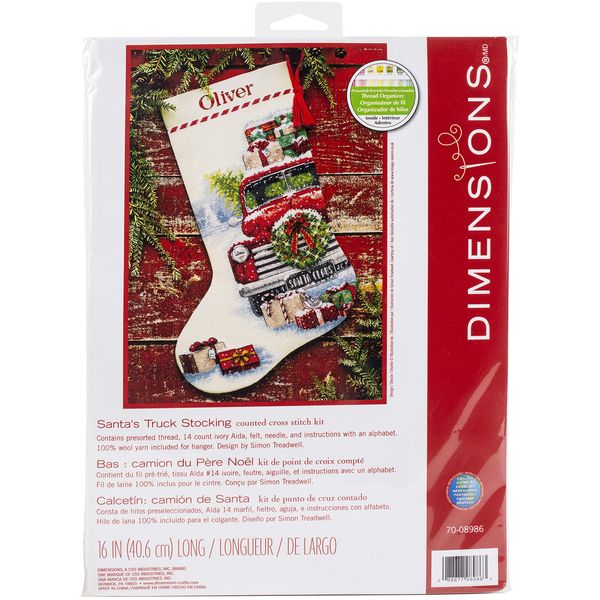 Dimensions Counted Cross Stitch Kit 16" Long-Santa's Truck Stocking