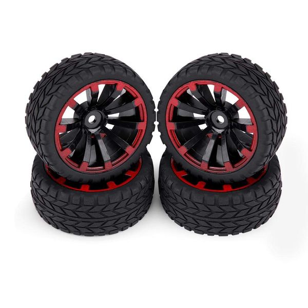 RC Car Tires, 4 Pcs Rubber Tyres Racing Off-Road Vehicle Wheel Rim for RC 1:10 Car Part(Grain Pattern)