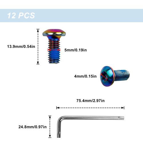 Pack of 12 Brake Discs Screw, DEANKEJI M5 x 10 mm Brake Disc Screw, T25 Brake Disc Screws, Suitable for Mountain Bikes, Mountain Bikes, etc