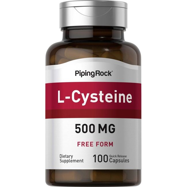 L Cysteine 500 mg | 100 Capsules | Free Form | Non-GMO | by Piping Rock