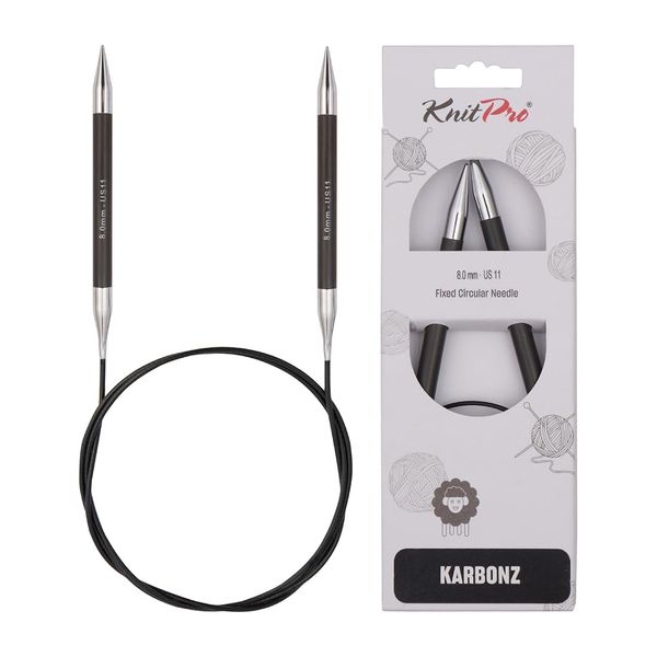KnitPro Karbonz Fixed Circular Needles 24" (60cm) | 8.00mm