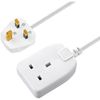 Masterplug One Socket Single Extension Lead, Unswitched, 5 Metre Cable, 1-Way Plug Extension Cable, Basic Power, White, 13A, 1G, 5m, BOG5
