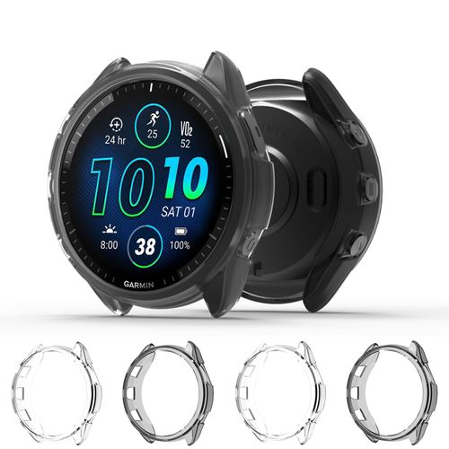 LEENGLAR 4-Pack Screen Protector Case Compatible with Garmin Forerunner® 965 Running Smartwatch, TPU Rugged Bumper Case Cover All-Around Protective Plated Bumper Shell Accessories