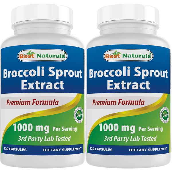 2 Pack Best Naturals Broccoli Sprouts Extract 1000 mg 120 Capsules