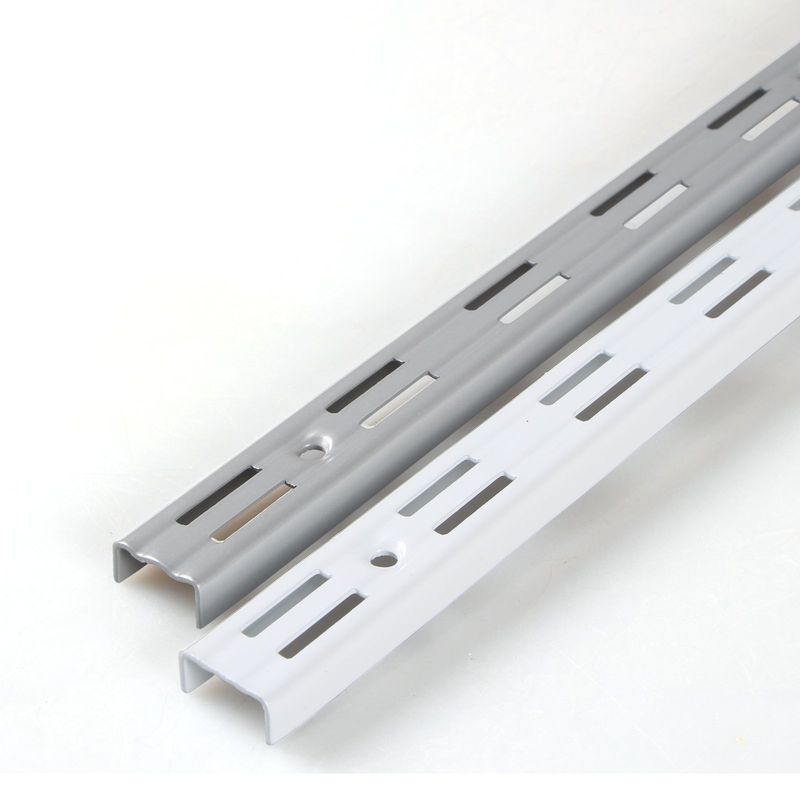 PRIOstahl 2 x wall rails for shelf brackets, 2-row, 1500 mm, silver ...