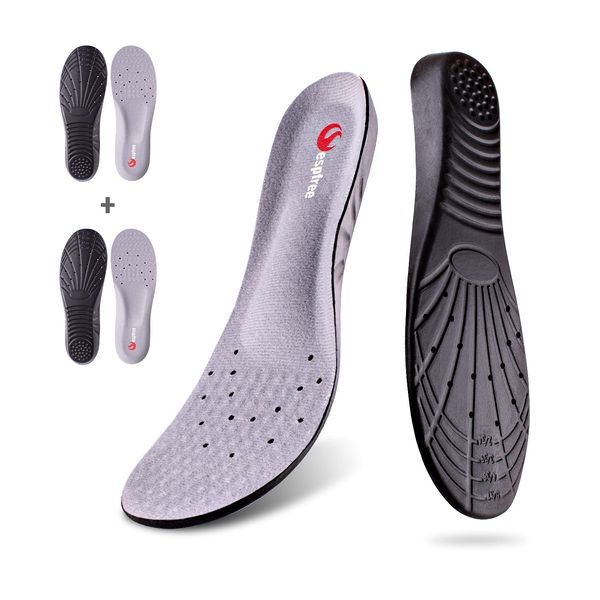 (4 x 2 Pairs) Insole, Sports Insole, Insole, Support, Ultra Lightweight, Soft Cushion, Insole, Latex, 3D Design, Standing, Work, Breathable, Adjustable Size, Unisex, Available in 3 Sizes (S (7.9 - 9.1